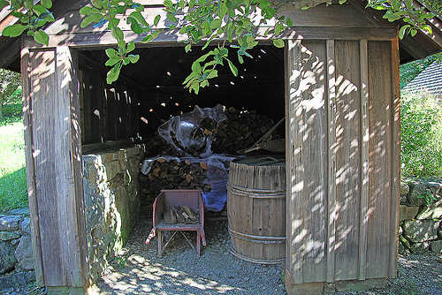 Wooden shed cellar